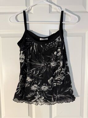 Hauber vintage Black and White Floral Spaghetti Strap Camisole